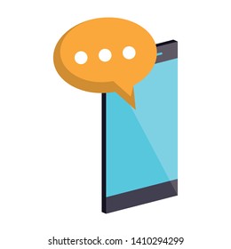 Smartphone with chat bubble symbol vector illustration graphic design