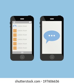 smartphone chat with bubble talk vector