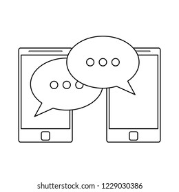 Smartphone and chat bubbles in black and white