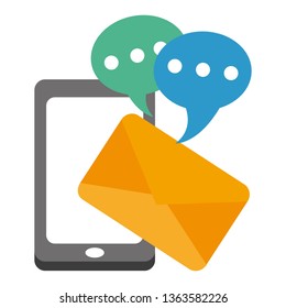 smartphone with chat bubbles and email symbols