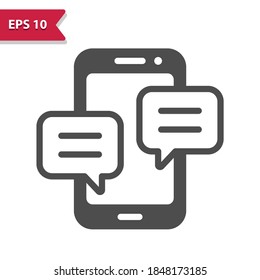 Smartphone with Chat Bubbles Icon. Professional, pixel perfect icon, EPS 10 format.