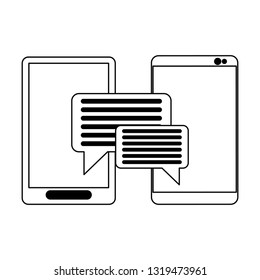 Smartphone chat bubbles symbol black and white