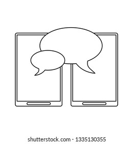 smartphone chat with bubbles symbol in black and white