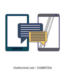 Smartphone chat bubbles symbol blue lines