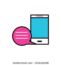 smartphone with chat bubbles vector ilustration