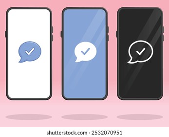 Smartphone-Chat-Check V Blasen auf dem Bildschirm