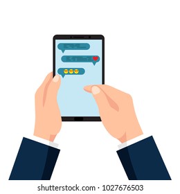 smartphone chat, conversation. vector illustration isolated on white background