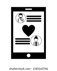smartphone with chat and couple isolated icon