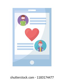 smartphone with chat and couple isolated icon