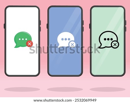 Smartphone Chat Cross X Mark Notification Bubbles