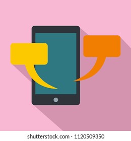 Smartphone chat icon. Flat illustration of smartphone chat vector icon for web design
