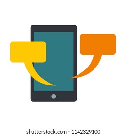 Smartphone chat icon. Flat illustration of smartphone chat vector icon for web isolated on white