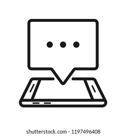 Smartphone with chat icon, mobile device concept, simple flat design. Isolate on white background.