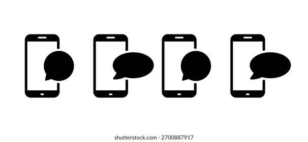 Smartphone chat icon set. Conversation and texting symbol