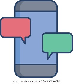 smartphone chat linear color icon design