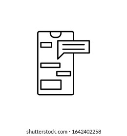 Smartphone chat message icon. Simple line, outline vector of phone application icons for ui and ux, website or mobile application