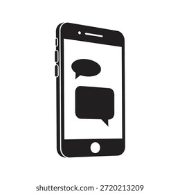 Smartphone chat message icon symbol Vector de glifo sólido para comunicación móvil conversación de texto y diálogo de burbuja de App de redes sociales