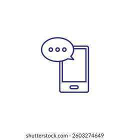 Smartphone chat message line icon for communication apps in vector format.