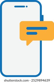 Ilustración plana de Vector de icono móvil de chat de teléfono inteligente