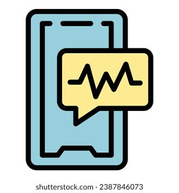 Vector de contorno de icono de ayuda para chat de Smartphone. Servicio de llamadas. Color de ayuda técnica plano