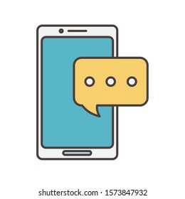 smartphone chat talk bubble social media icon vector illustration