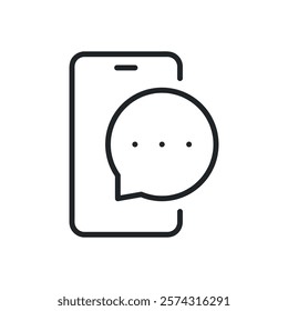 Smartphone chat thin line icons. Perfect pixel on transparent background