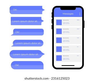 Smartphone with chatting app speech bubble in screen