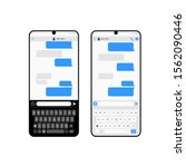 Smartphone chatting sms app template bubbles, black and white theme. Place your own text to the message clouds. Compose dialogues using samples bubbles! Eps 10 format