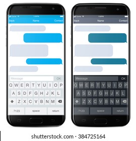 Smartphone chatting sms app template bubbles, black and white theme. Place your own text to the message clouds. Compose dialogues using samples bubbles! Eps 10 format