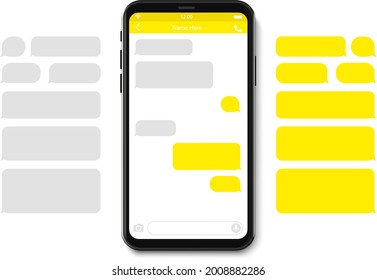 SmartPhone chatting sms template bubbles. SMS chat composer. Place your own text to the message. Phone chatting sms template bubbles. Vector illustration.
