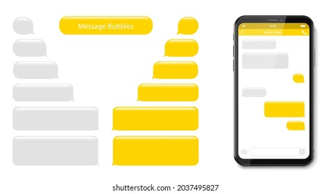SmartPhone chatting sms template bubbles. SMS chat composer. Place your own text to the message. Phone chatting sms template bubbles. Vector illustration.
