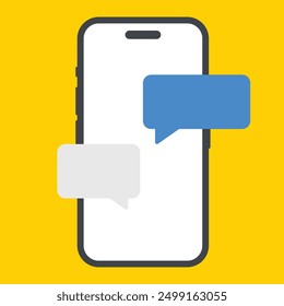 SmartPhone chatting sms template, mockup bubbles. Speech on smartphone concept. Vector Illustration