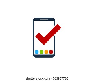 Smartphone Check Icon Logo Design Element