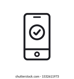 Smartphone Check Icon Vector Symbol Eps