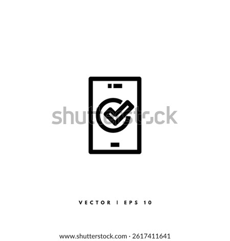 Smartphone Check Mark Agree Icon. Editable Stroke