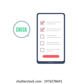 Smartphone check screen. Vector illustration that is easy to edit.