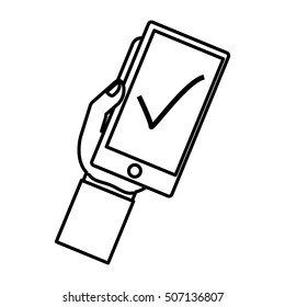 smartphone with check symbol isolated icon vector illustration design