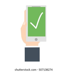 smartphone with check symbol isolated icon vector illustration design