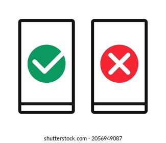 Smartphone with checklist and cross mark. Illustration vector