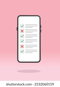 Smartphone Checklist Crossed Failed Tick Box