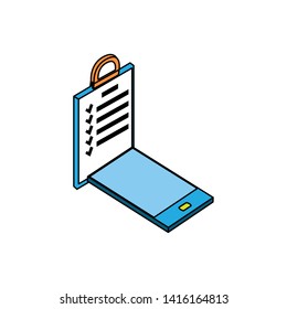 smartphone with checklist document vector ilustration