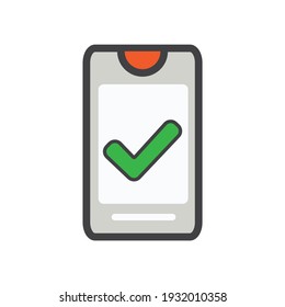 smartphone con ilustración de marca de verificación. ilustración de smartphone. icono de vector. 