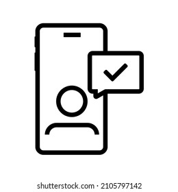 Smartphone and checkmark message. Vector illustration