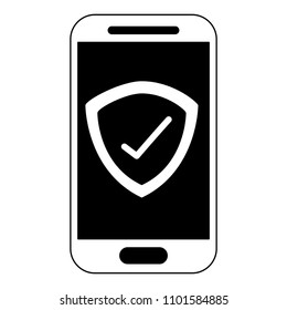 smartphone checkmark security technology cartoon