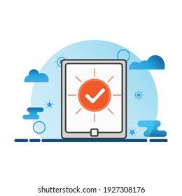 smartphone with checmark icon. job done illustration. Flat vector icon. can use for, icon design element,ui, web, app.