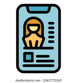 Smartphone childcare icon outline vector. Baby education. Woman child color flat