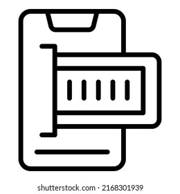 Smartphone cinema ticket icon outline vector. Festival place. Movie show