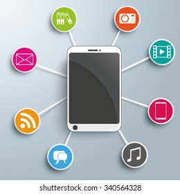 Smartphone with circles on the gray background. Eps 10 vector file.