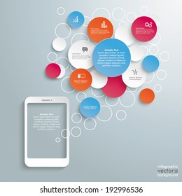 Smartphone with circles on the grey background. Eps 10 vector file.