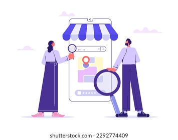 Smartphone with city map and store location on screen and store icon. Near me searches, Mobile navigation, gps navigator, route concepts